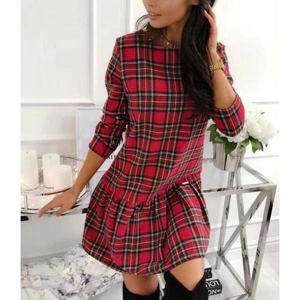 casual dresses women grid dress ruffle spring autumn vestidos o-neck slim mini ladies chinese styles clothes sj5011c, Black;gray
casual dresses women grid dress ruffle spring autumn vestidos o-neck slim mini ladies chinese styles clothes sj5011c, Black;gray