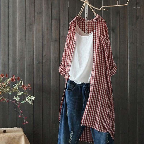 women's blouses & shirts 2021 vintage check plaid blouse women elegant long sleeve cotton work blusa female lapel casual button down pl, White
women's blouses & shirts 2021 vintage check plaid blouse women elegant long sleeve cotton work blusa female lapel casual button down pl, White
