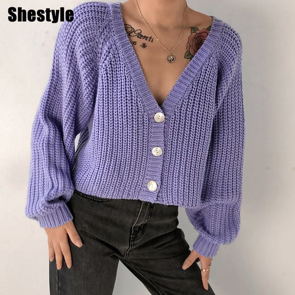 shestyle purple button up loose sweater women v neck low cut casual lantern sleeve texture warm autumn winter knitted coat 2021in, Black;white
shestyle purple button up loose sweater women v neck low cut casual lantern sleeve texture warm autumn winter knitted coat 2021in, Black;white