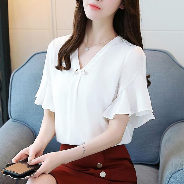 women's blouses & shirts linpeihan fashion summer women v-neck short sleeve ruffle chiffon blouse shirt plus size, White
women's blouses & shirts linpeihan fashion summer women v-neck short sleeve ruffle chiffon blouse shirt plus size, White