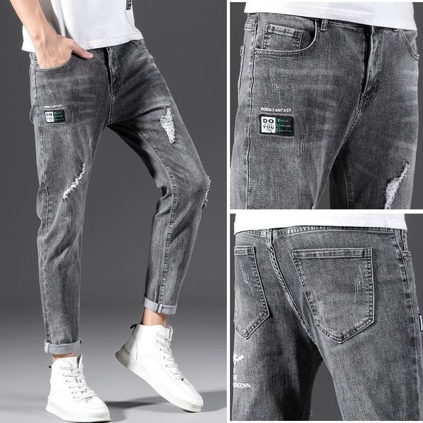 men's jeans gray stretch ripped straight-leg slim-fit trousers fashion street denim, Blue
men's jeans gray stretch ripped straight-leg slim-fit trousers fashion street denim, Blue