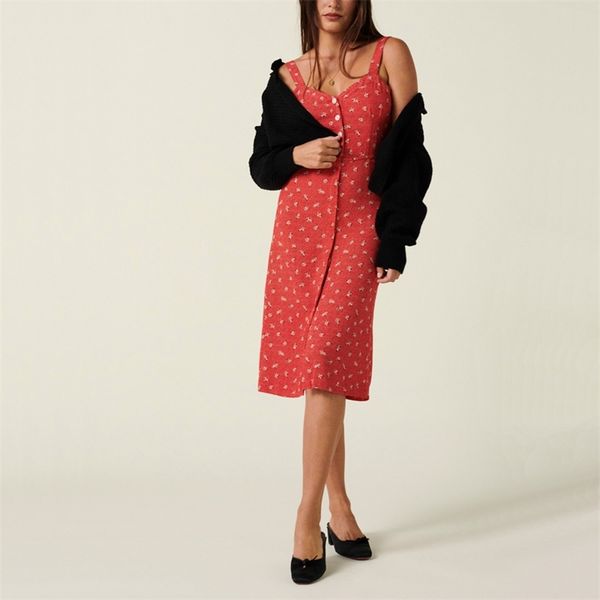 summer women's dress casual flower print button decoration slim sling vestidos 210430, Black;gray
summer women's dress casual flower print button decoration slim sling vestidos 210430, Black;gray