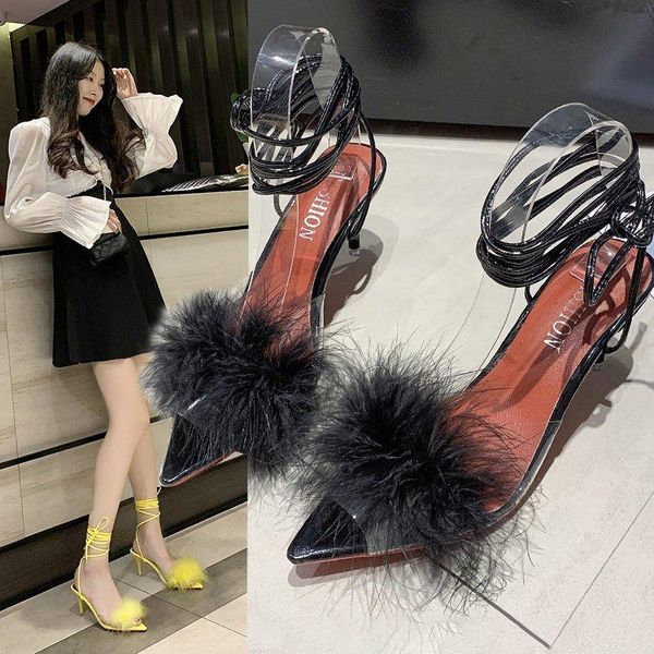 sandals women furry luxury fluffy fur high heels fashionable cross strap open toe summer pointed striptease shoes, Black
sandals women furry luxury fluffy fur high heels fashionable cross strap open toe summer pointed striptease shoes, Black