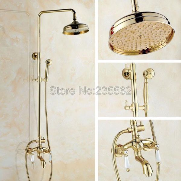 golden brass bathroom 8" inch rainfall shower style faucet set w/ dual ceramic handle bathtub mixer tap + hand spray lgf421 sets
golden brass bathroom 8" inch rainfall shower style faucet set w/ dual ceramic handle bathtub mixer tap + hand spray lgf421 sets