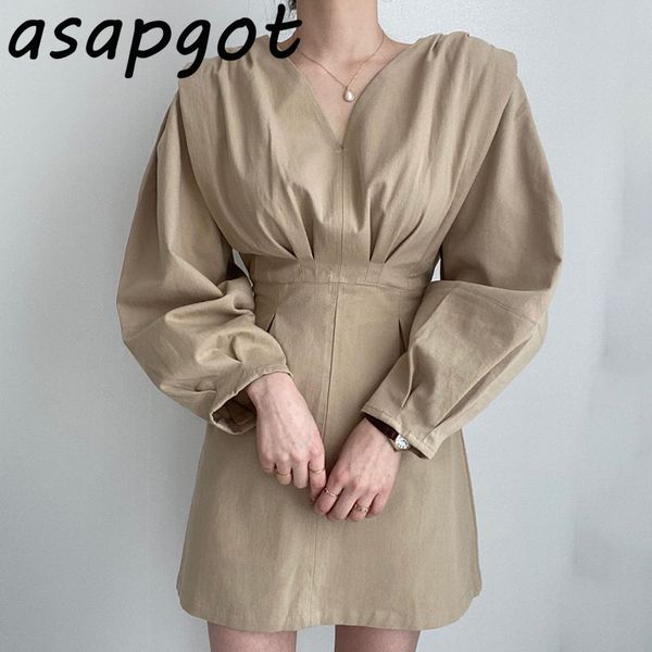korean chic vintage v neck lantern sleeve dress mini pleated solid slim empire short a line full office lady vestidos de fiesta 210429, Black;gray
korean chic vintage v neck lantern sleeve dress mini pleated solid slim empire short a line full office lady vestidos de fiesta 210429, Black;gray