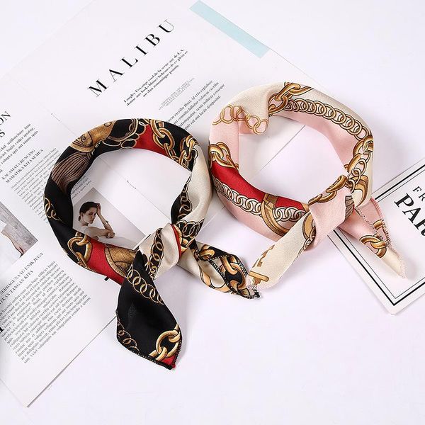 scarves square silk scarf women 2021 print small neck office female hair tie band foulard hand kerchief lady elegant retro shawl, Blue;gray 
scarves square silk scarf women 2021 print small neck office female hair tie band foulard hand kerchief lady elegant retro shawl, Blue;gray