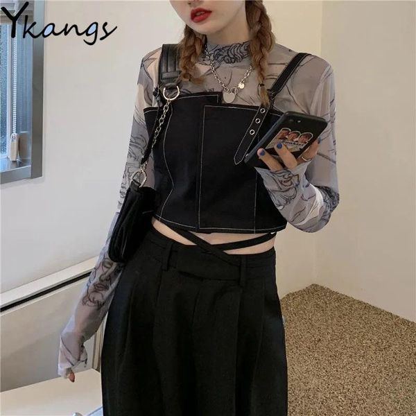 women's t-shirt women summer casual see through korean streetwear lace elegant harajuku black transparent aesthetic loose female, White
women's t-shirt women summer casual see through korean streetwear lace elegant harajuku black transparent aesthetic loose female, White