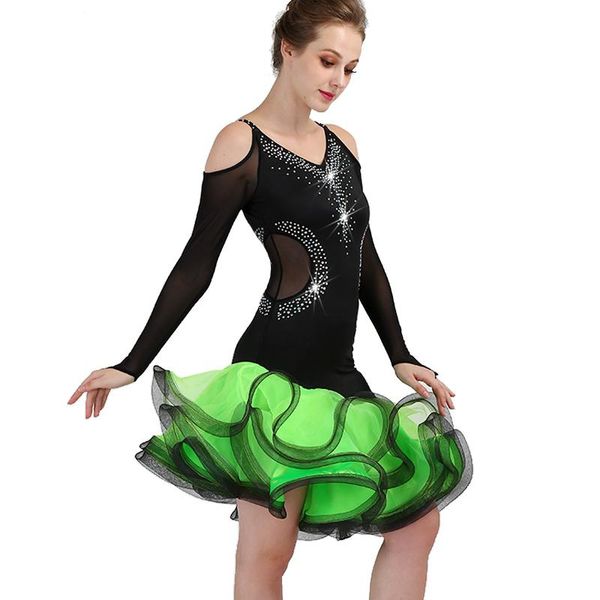 stage wear dress latin dance clothes for women sequin long sleeves cha-cha, Black;red
stage wear dress latin dance clothes for women sequin long sleeves cha-cha, Black;red