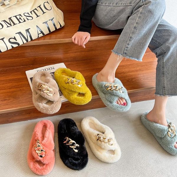 slippers women's winter chain decoration fuzzy women bow plush flip flops female indoor house soft fluffy slipper home, Black
slippers women's winter chain decoration fuzzy women bow plush flip flops female indoor house soft fluffy slipper home, Black