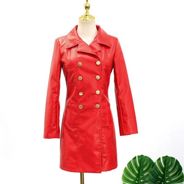 women's leather & faux jacket 2021 fashion korean iu double breasted jackets womern long coat chaqueta cuero mujer l484, Black
women's leather & faux jacket 2021 fashion korean iu double breasted jackets womern long coat chaqueta cuero mujer l484, Black