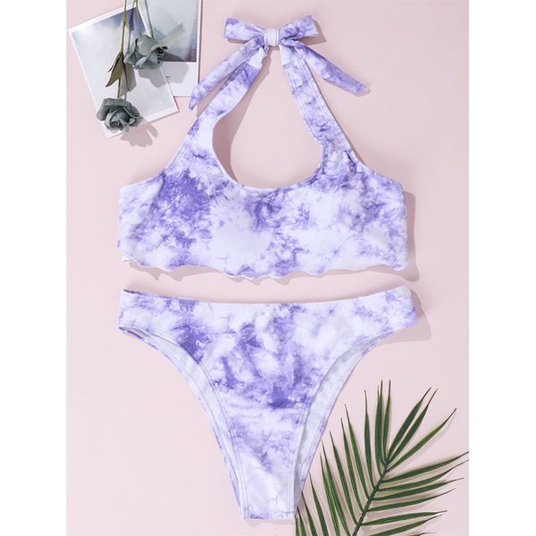 bikini suit 2021 new tie dye printed swimsuit lace up 2-piece women, White;black
bikini suit 2021 new tie dye printed swimsuit lace up 2-piece women, White;black