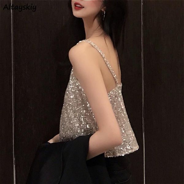 women's tanks & camis camisoles women chic silvery sequined v-neck off shoulder femme crop vintage korean loose street party womens, White
women's tanks & camis camisoles women chic silvery sequined v-neck off shoulder femme crop vintage korean loose street party womens, White