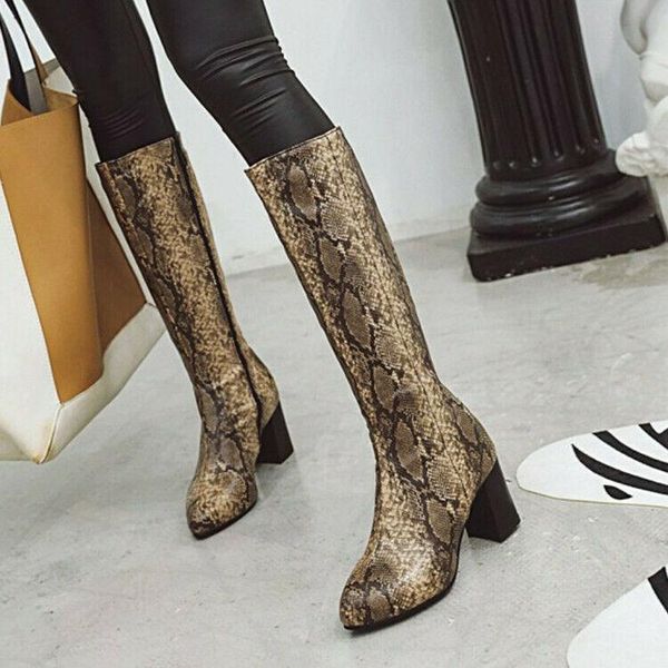 boots womens knee high snakeskin print block heel leather shoes plus size 34-48, Black
boots womens knee high snakeskin print block heel leather shoes plus size 34-48, Black