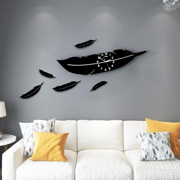 wall clocks creative feather clock large modern design silent hanging with stickers home decor watch
wall clocks creative feather clock large modern design silent hanging with stickers home decor watch