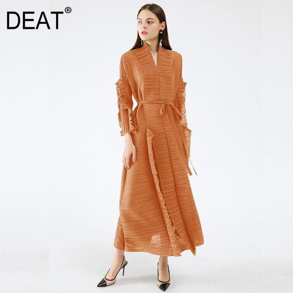 casual dresses woman pleated long sleeve dress flounced edge plus size solid lapel collar sashes elegant causal style 2022 summer tx803, Black;gray 
casual dresses woman pleated long sleeve dress flounced edge plus size solid lapel collar sashes elegant causal style 2022 summer tx803, Black;gray