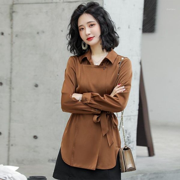 women's blouses & shirts vintage solid lace up long shirt women fashion elegant slim black full sleeve blouse ladies big size 2021 kore, White
women's blouses & shirts vintage solid lace up long shirt women fashion elegant slim black full sleeve blouse ladies big size 2021 kore, White