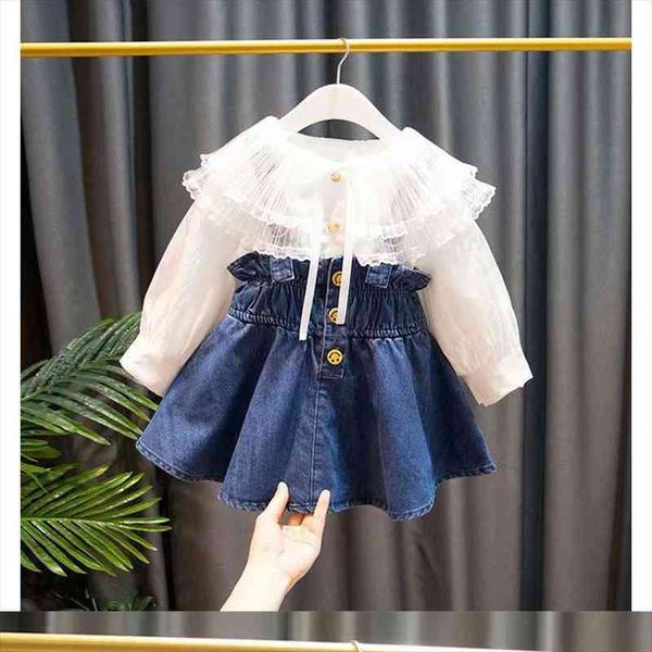 2pcs dess sets dess and t shirt cotton denim baby girls dress long sleeve child clothing, White
2pcs dess sets dess and t shirt cotton denim baby girls dress long sleeve child clothing, White