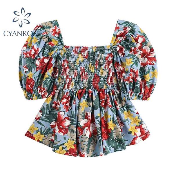 elastic blouses or women puff short sleeve summer high waist chic beach shirts retro 2 color floral print holiday 210430, White
elastic blouses or women puff short sleeve summer high waist chic beach shirts retro 2 color floral print holiday 210430, White