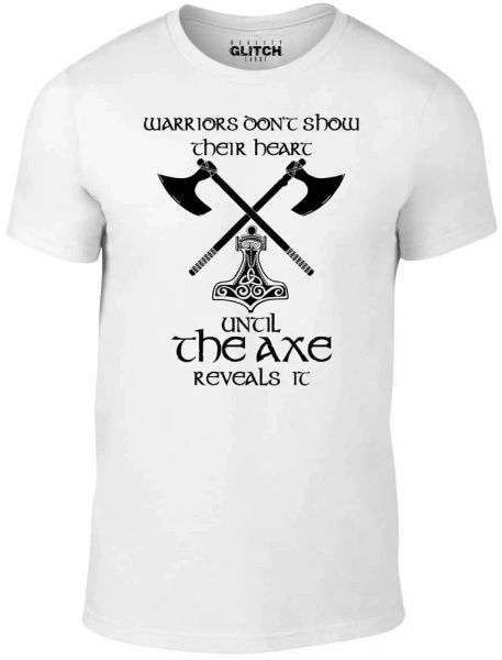 warriors don't show their heart t-shirt - funny t shirt vikings norse retro film, White;black
warriors don't show their heart t-shirt - funny t shirt vikings norse retro film, White;black