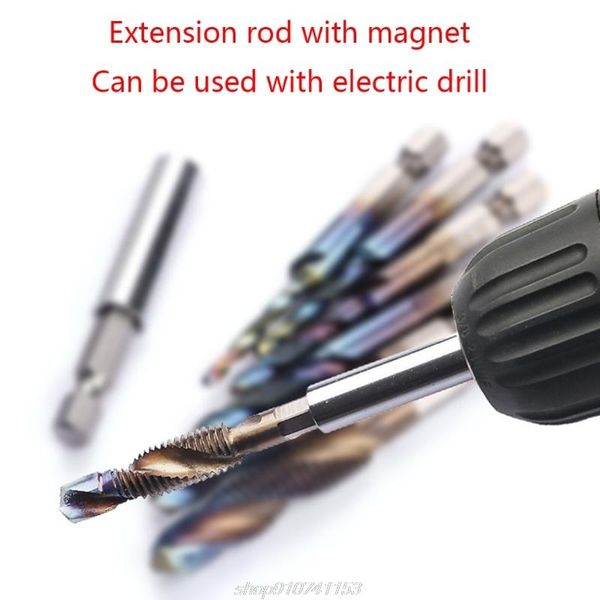 hand tools 7pcs/set m3-m10 hex shank blue coated thread metric compound tap drill bits with extension rod f08 21 drop
hand tools 7pcs/set m3-m10 hex shank blue coated thread metric compound tap drill bits with extension rod f08 21 drop