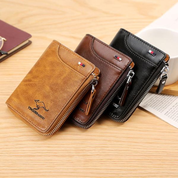card holders fashion men pu leather short wallet with zipper coin pocket vintage big capacity male money purse holder, Brown;gray
card holders fashion men pu leather short wallet with zipper coin pocket vintage big capacity male money purse holder, Brown;gray