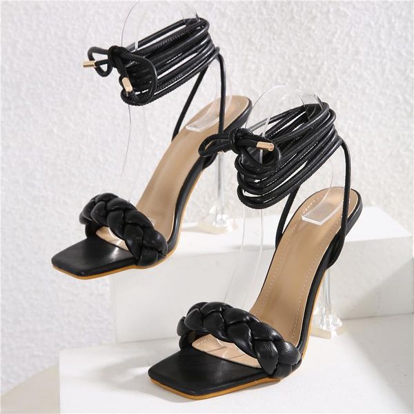 sandals women weave 2021 summer fashion design brand ladies strappy transparent heels high square toe shoes, Black
sandals women weave 2021 summer fashion design brand ladies strappy transparent heels high square toe shoes, Black