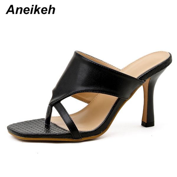 women shoes pu summer square toe weave thin high heel leisure narrow band slip on slides fashion ladies wedding slippers 210507, Black
women shoes pu summer square toe weave thin high heel leisure narrow band slip on slides fashion ladies wedding slippers 210507, Black