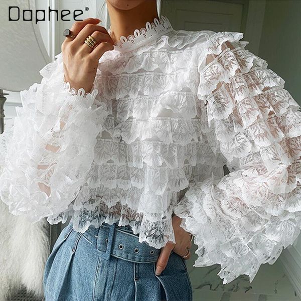 women's blouses & shirts 2021 spring and autumn korean versatile half-high collar layers lace solid color long sleeve shirt short women, White
women's blouses & shirts 2021 spring and autumn korean versatile half-high collar layers lace solid color long sleeve shirt short women, White