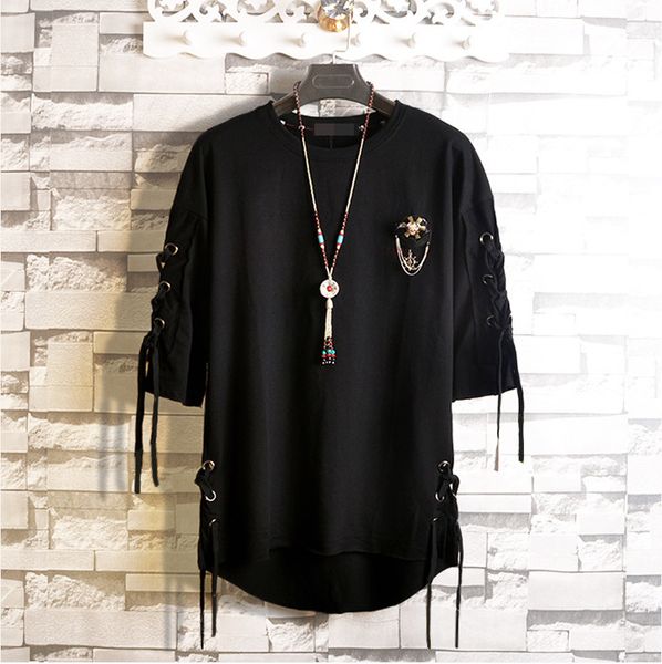 tee 2021 new summer personality men's short-sleeved mid-length loose t-shirt couple men and women half-sleeved fashion trend, White;black
tee 2021 new summer personality men's short-sleeved mid-length loose t-shirt couple men and women half-sleeved fashion trend, White;black