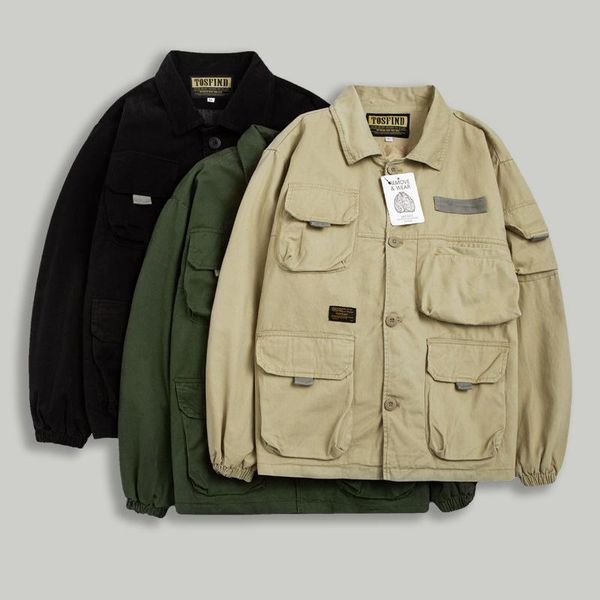 men's jackets spring autumn men's style multi-pocket casual workwear lapel single-breasted for men, Black;brown
men's jackets spring autumn men's style multi-pocket casual workwear lapel single-breasted for men, Black;brown