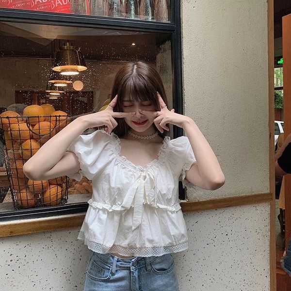 women's blouses & shirts women blouse shirt 2021 summer square collar lace mesh patchwork bow puff sleeve blusas ropa de mujer, White
women's blouses & shirts women blouse shirt 2021 summer square collar lace mesh patchwork bow puff sleeve blusas ropa de mujer, White