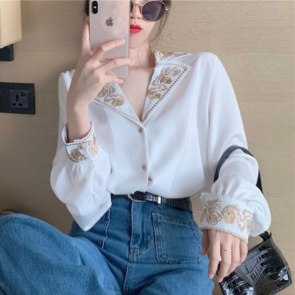 women's blouses & shirts vintage suit neck women embroidery flower collar lady femme white
women's blouses & shirts vintage suit neck women embroidery flower collar lady femme white