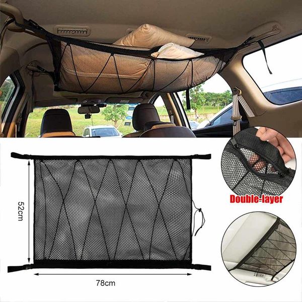 car organizer double-layer roof ceiling cargo net mesh storage bag pockets with drawstring luggage sundries for auto
car organizer double-layer roof ceiling cargo net mesh storage bag pockets with drawstring luggage sundries for auto