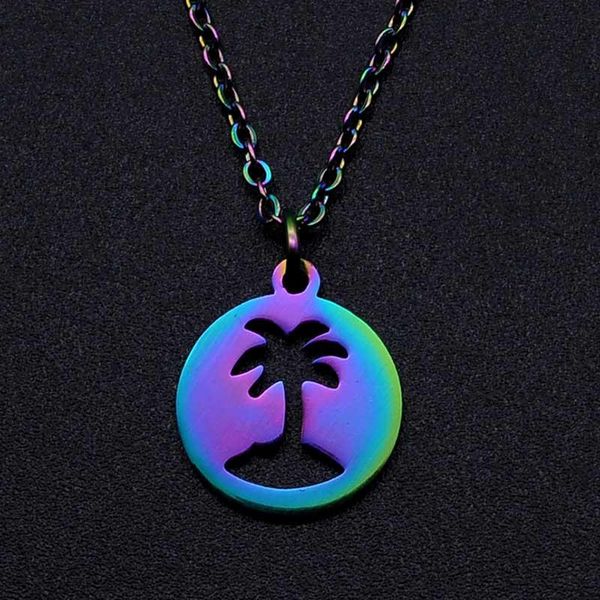 pendant necklaces 100% stainless steel rainbow colorful coco tree charm necklace for women fashion jewelry drop wholesale, Silver
pendant necklaces 100% stainless steel rainbow colorful coco tree charm necklace for women fashion jewelry drop wholesale, Silver