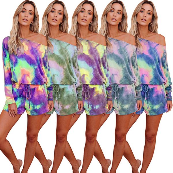 women's tracksuits tie dye colorful print two piece set summer clothing off the shoulder long sleeve and shorts suit co ord se, Gray
women's tracksuits tie dye colorful print two piece set summer clothing off the shoulder long sleeve and shorts suit co ord se, Gray