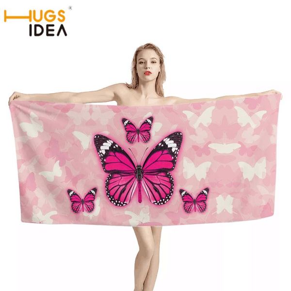 towel hugsidea beautiful butterfly pattern home bathroom shower for women soft female yoga swimming beach 2size