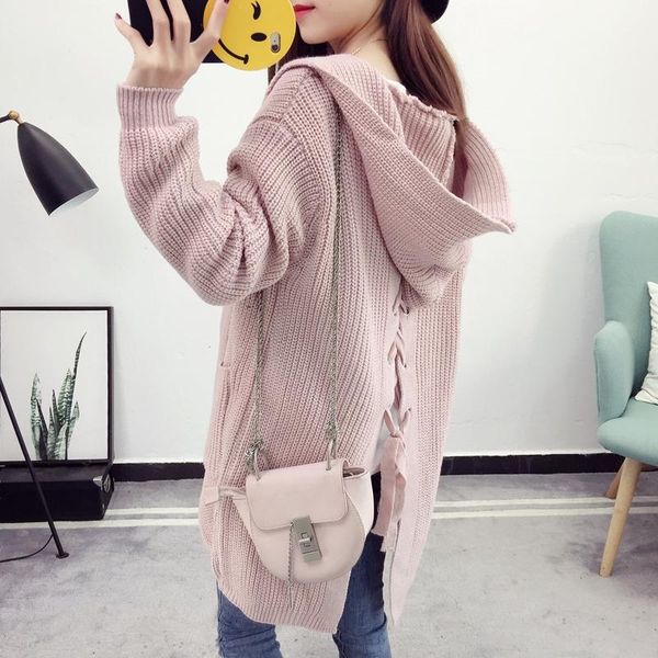 women's sweaters 2021 harajuku autumn winter korean version women sweater cardigan fashion loose back strap hooded wild casual female, White;black
women's sweaters 2021 harajuku autumn winter korean version women sweater cardigan fashion loose back strap hooded wild casual female, White;black