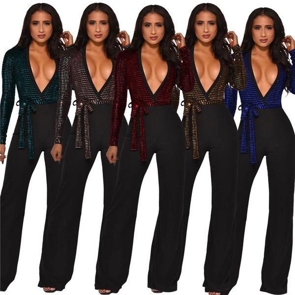 women's jumpsuits & rompers adogirl multi colors sequins patchwork women jumpsuit deep v neck long sleeve bodice romper wide leg pants, Black;white
women's jumpsuits & rompers adogirl multi colors sequins patchwork women jumpsuit deep v neck long sleeve bodice romper wide leg pants, Black;white