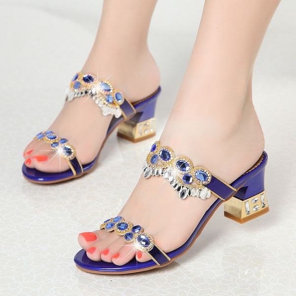 women summer slippers fashion slide square high heel sandals girls rhinestone shoes woman plus size 34-42 zapatos mujer, Black
women summer slippers fashion slide square high heel sandals girls rhinestone shoes woman plus size 34-42 zapatos mujer, Black