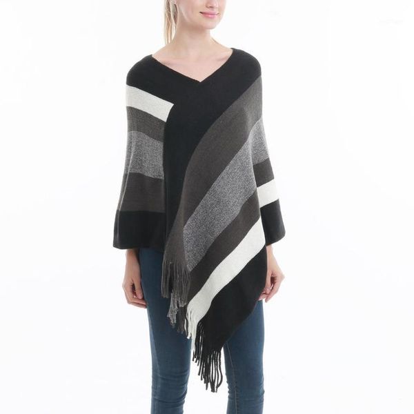 women's sweaters autumn winter striped tassel knitted cloak women casual v-neck loose sweater female pullover poncho hd1280, White;black
women's sweaters autumn winter striped tassel knitted cloak women casual v-neck loose sweater female pullover poncho hd1280, White;black