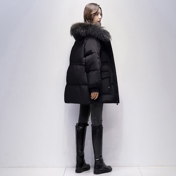 medium and long down cotton padded jacket version in winter small loose thickened bread, Black
medium and long down cotton padded jacket version in winter small loose thickened bread, Black