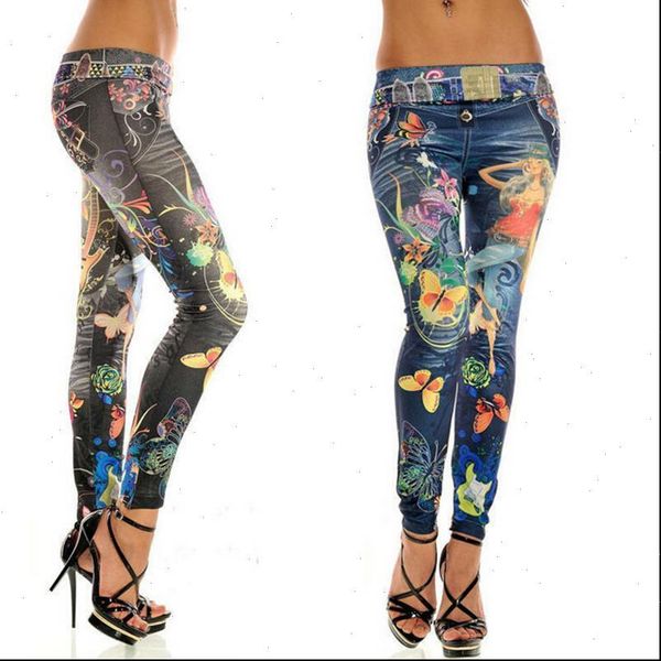 women jeans elastic ankle length slim punk style faux denim pencil pants leggings butterfly flower printed imitation, Blue
women jeans elastic ankle length slim punk style faux denim pencil pants leggings butterfly flower printed imitation, Blue