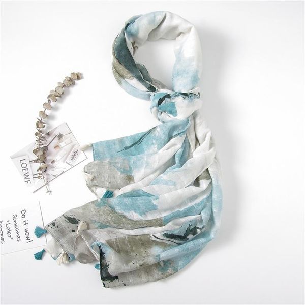 scarves chinese style women spring summer tropical floral print tassel lightweight cotton scarf wrap beach shawl cover-up, Blue;gray
scarves chinese style women spring summer tropical floral print tassel lightweight cotton scarf wrap beach shawl cover-up, Blue;gray