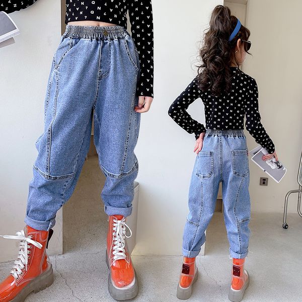 korean patchwork girls denim pants 3-15 years old childrens clothes elastic waist loose spring and autumn kids casual trousers, Blue
korean patchwork girls denim pants 3-15 years old childrens clothes elastic waist loose spring and autumn kids casual trousers, Blue