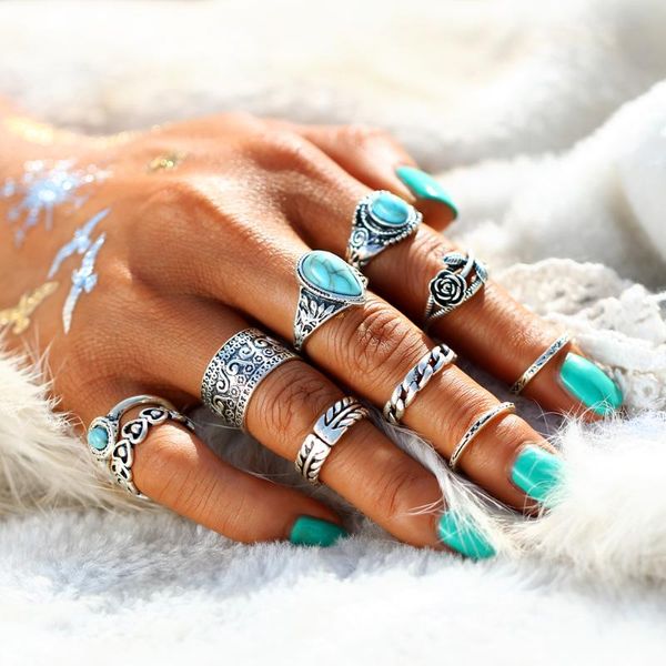 wedding rings 10pcs/set trendy retro midi set women antique silver big blue stone flowers bohemian ring jewelry anillos, Slivery;golden
wedding rings 10pcs/set trendy retro midi set women antique silver big blue stone flowers bohemian ring jewelry anillos, Slivery;golden