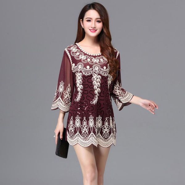 women's blouses & shirts ethnic style women summer long tunic blouse loose o-neck 3/4 sleeve plus size lady shift embroidery cord sequi, White
women's blouses & shirts ethnic style women summer long tunic blouse loose o-neck 3/4 sleeve plus size lady shift embroidery cord sequi, White