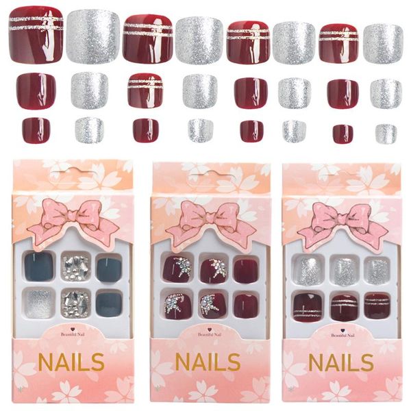 fashion 24pcs fake toe nails tip summer 3d rhinestone foot false nail artificial with glue press on toenails decoration, Red;gold
fashion 24pcs fake toe nails tip summer 3d rhinestone foot false nail artificial with glue press on toenails decoration, Red;gold