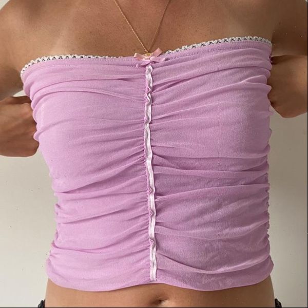 y2k aesthetics ruched mesh strapless womens tank crop backless bow cute vests kawaii outfit 2000s fashion sleeveless top, White
y2k aesthetics ruched mesh strapless womens tank crop backless bow cute vests kawaii outfit 2000s fashion sleeveless top, White