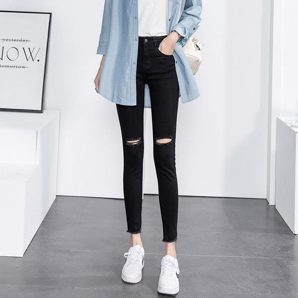 women's jeans washd high waist knee ripped holes women skinny summer black stretch streetwear slim denim ankle length pencil pants 2021, Blue
women's jeans washd high waist knee ripped holes women skinny summer black stretch streetwear slim denim ankle length pencil pants 2021, Blue