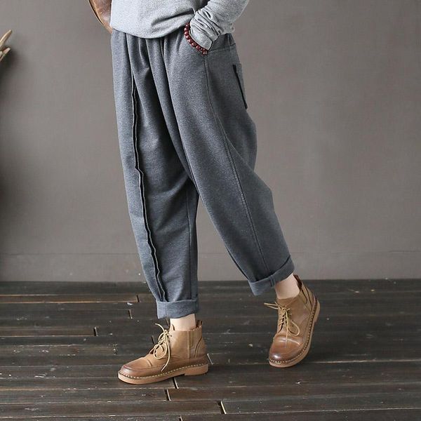 women's pants & capris nefeilike women 2021 autumn winter elastic waist trouser casual knitted cotton pockets brief vintage harem, Black;white
women's pants & capris nefeilike women 2021 autumn winter elastic waist trouser casual knitted cotton pockets brief vintage harem, Black;white